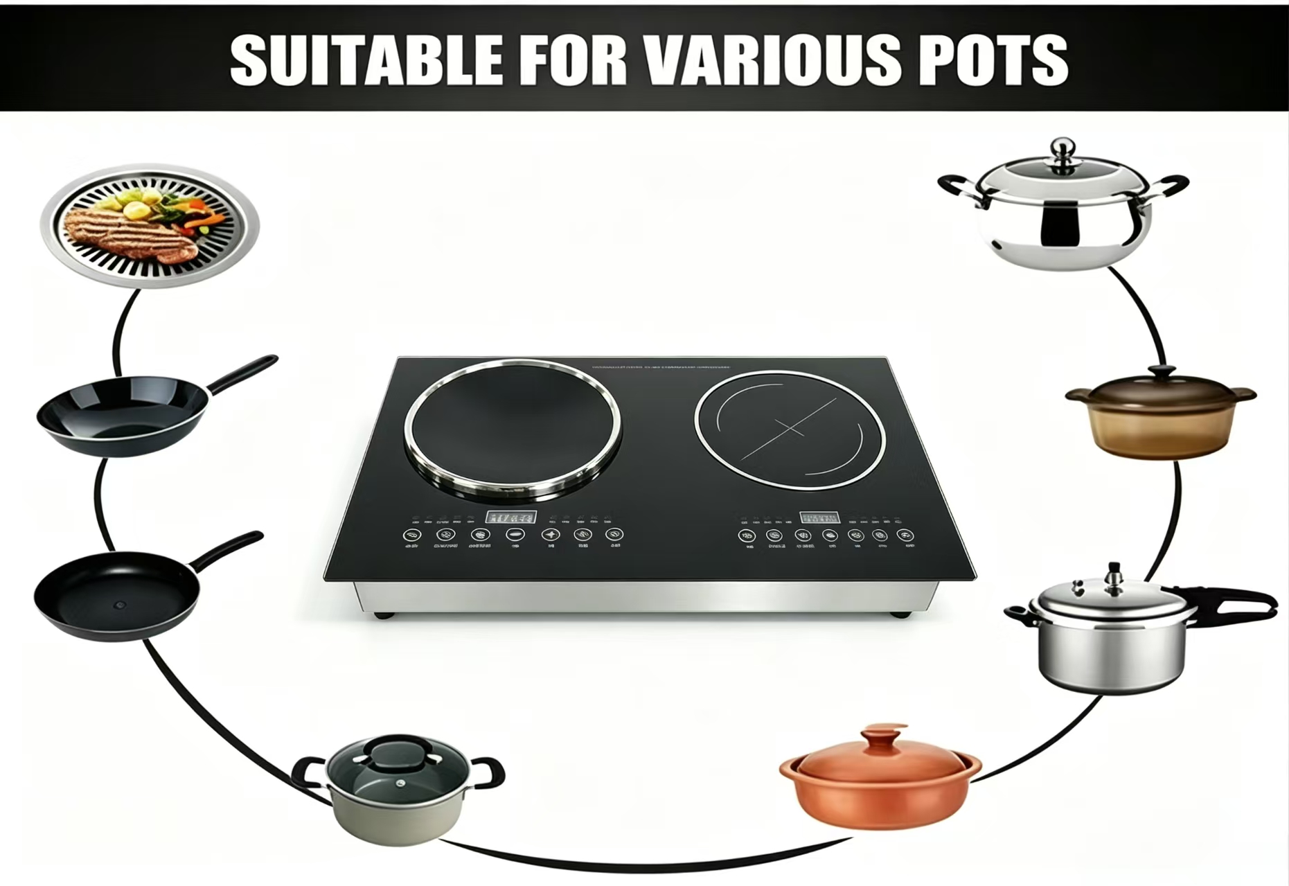 H0d6cf4590b244c7e9693d0743441fd27S CJA 2 Burner Infrared Ceramic Cooktop With Touch Control