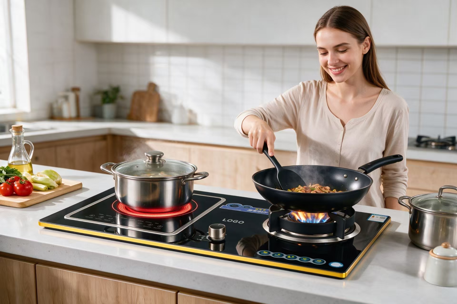 H48551860989746d4b899d4f518f48d3e3 CJA 2 Burner Electric Ceramic And Gas Combination Stove