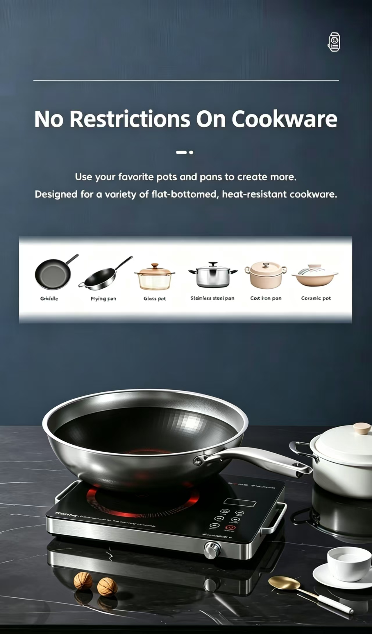 H660b2ad7bc374061be99cf7e3775a81cI CJA Portable Electric Ceramic Cooktop with Touch and Knob Controls