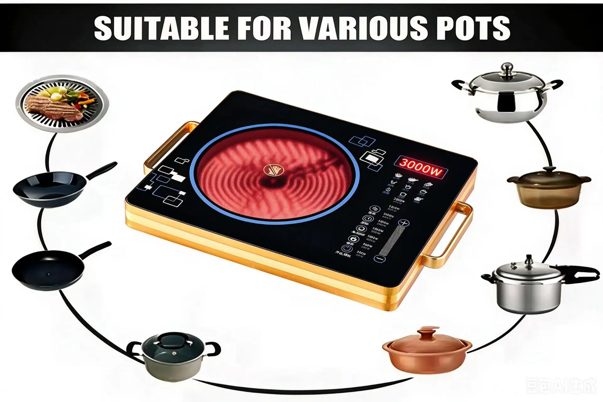 H87c331b6697948c09ee03892c3ac5ce0Z CJA 1 Burner Electric Ceramic Hob With Stainless Steel Surface
