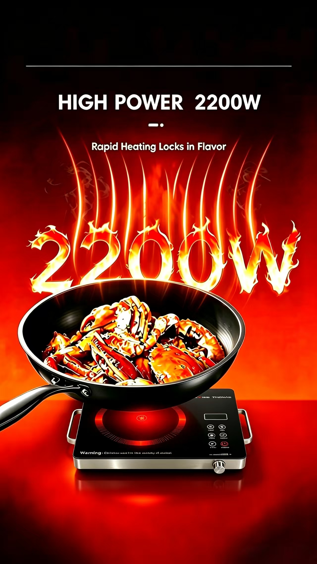 Hc5c550c4895444bf82dad35c95e5ca3bU CJA Portable Electric Ceramic Cooktop with Touch and Knob Controls